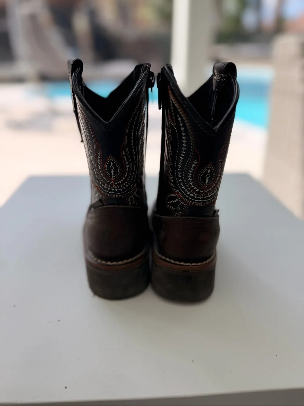 Kids Brown Embroidered Western Boots - Classic Cowboy Style